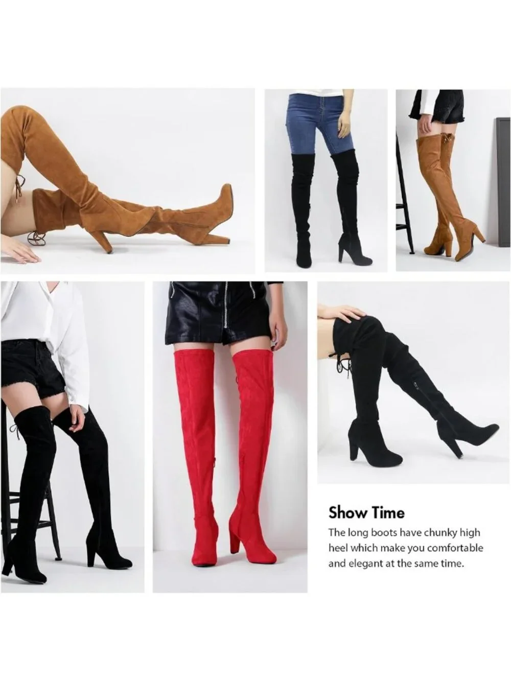 Chic Over the Knee Thigh High Boots with Block Heel for Stylish Women